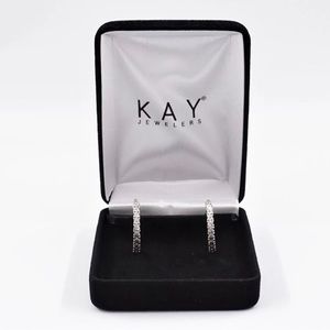 Kay Jewelers 925 Sterling Silver Hoops With White Gemstones (TW 4.37g)